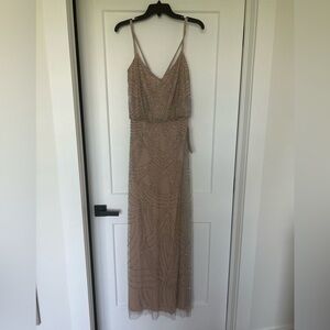 Adrianna Papell Tan Beaded Dress
